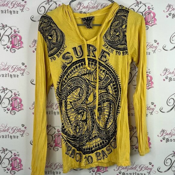 Sure back to basic hoodie long sleeve Yellow Graphic Hoodie for Women - Picture 1 of 5
